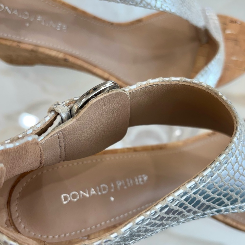 Donald J. Pliner Silver Textured Wedges - Picture 6 of 9